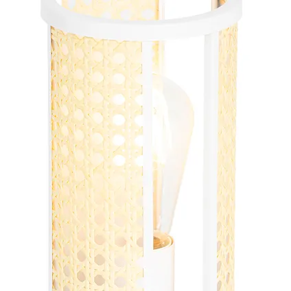 QAZQA Oosterse tafellamp wit met rotan 12 cm - Akira 5