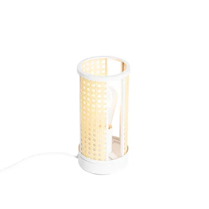 QAZQA Oosterse tafellamp wit met rotan 12 cm - Akira 7