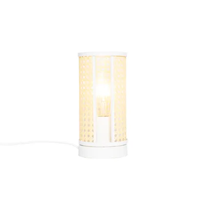 QAZQA Oosterse tafellamp wit met rotan 12 cm - Akira 8