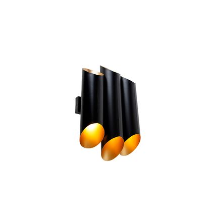 QAZQA Applique noire avec intérieur doré 6 lumières - Whistle