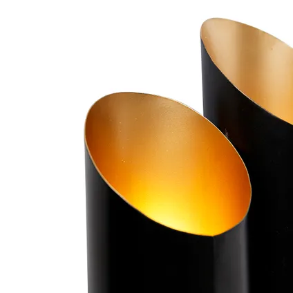 QAZQA Wandlamp zwart met gouden binnenkant 6-lichts - Whistle 2