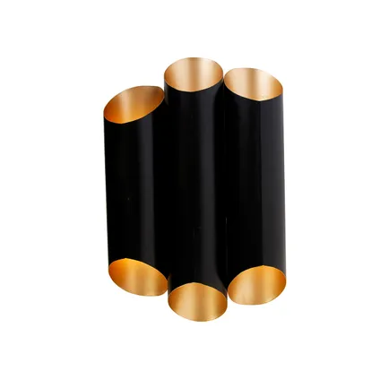 QAZQA Wandlamp zwart met gouden binnenkant 6-lichts - Whistle 7