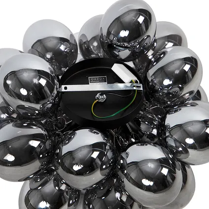 QAZQA Plafonnier design noir avec verre fumé 6 lampes - Uvas 9
