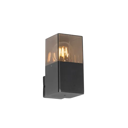 QAZQA Moderne buiten wandlamp zwart IP44 met smoke glas effect - Denmark 8
