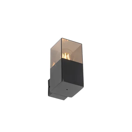 QAZQA Moderne buiten wandlamp zwart IP44 met smoke glas effect - Denmark 10