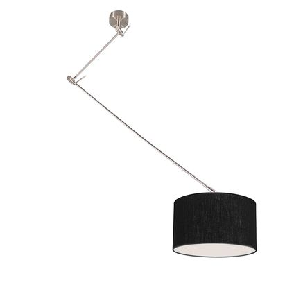 QAZQA Hanglamp staal met kap 35 cm zwart verstelbaar - Blitz I