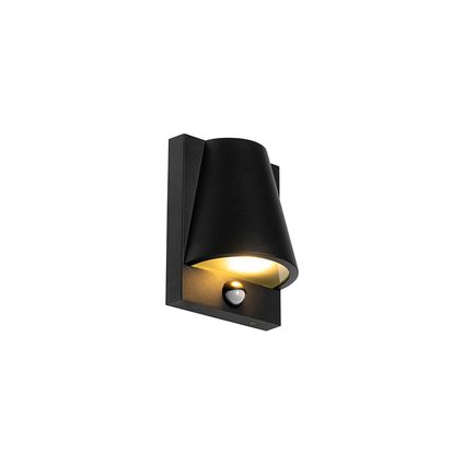 QAZQA Buiten wandlamp zwart IP44 met bewegingsmelder - Femke