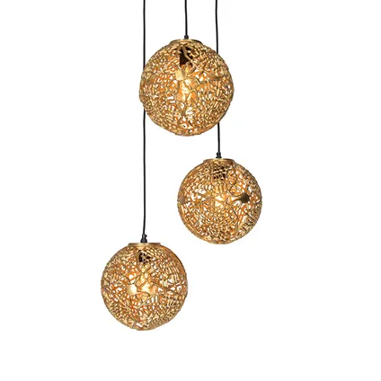 QAZQA Art Deco hanglamp goud rond 3-lichts - Maro 3