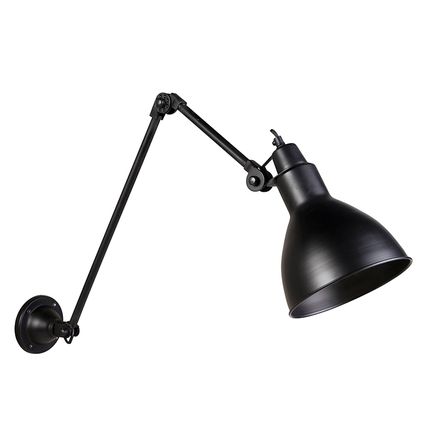 QAZQA Industriële wandlamp zwart verstelbaar - Wye