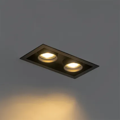 QAZQA Moderne inbouwspot zwart verstelbaar 2-lichts - Roof 10