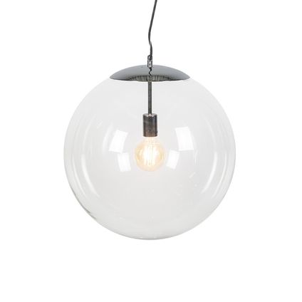 QAZQA Scandinavische hanglamp chroom met helder glas - Ball 50