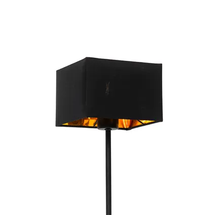 QAZQA Moderne tafellamp zwart stoffen kap zwart met goud - VT 1 3