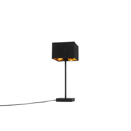 QAZQA Moderne tafellamp zwart stoffen kap zwart met goud - VT 1 5