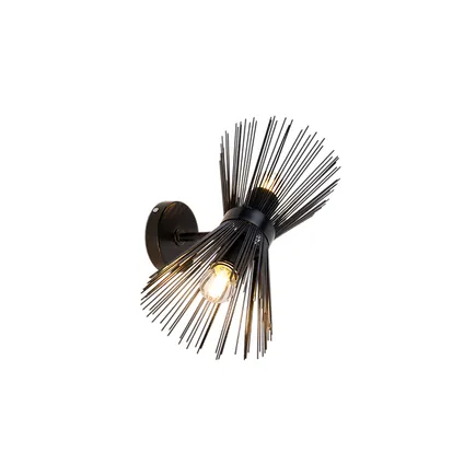 QAZQA Applique Art Déco noire 2 lumières - Broom 10