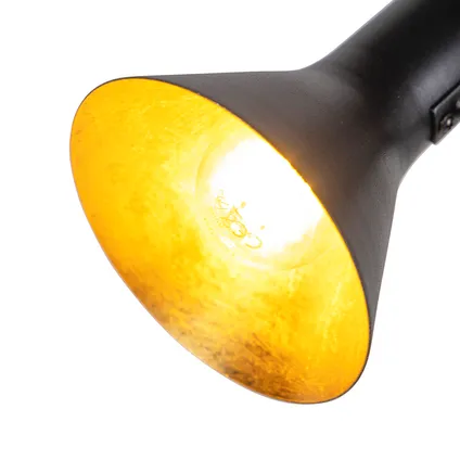 QAZQA Moderne vloerlamp zwart met goud 2-lichts - Magno 2
