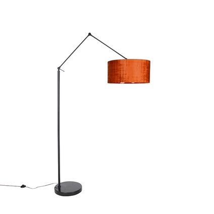 QAZQA Moderne vloerlamp zwart met kap oranje 50 cm - Editor
