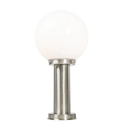 QAZQA Moderne buitenlamp paal staal RVS 50 cm - Sfera 2