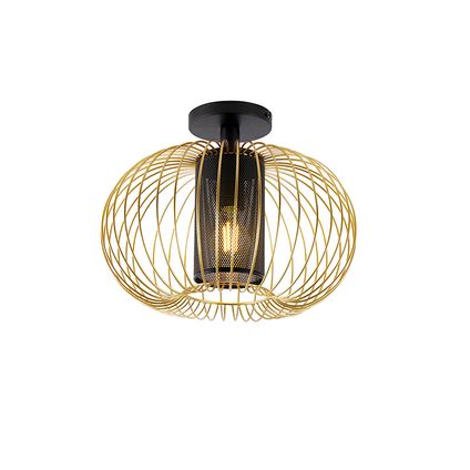 QAZQA Design plafondlamp goud met zwart - Marnie