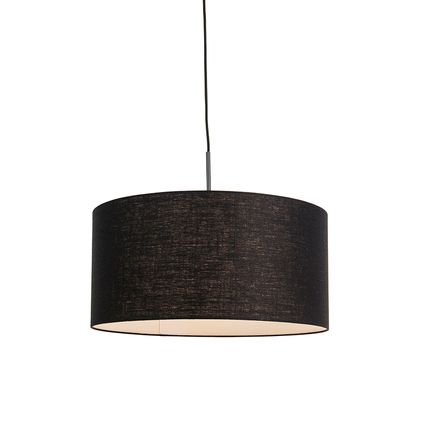 QAZQA Lampe suspendue moderne noire avec abat-jour noir 50 cm - Combi 1