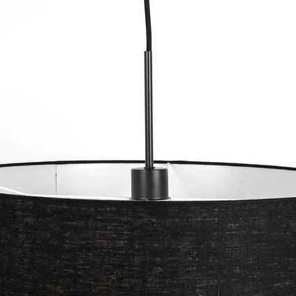 QAZQA Lampe suspendue moderne noire avec abat-jour noir 50 cm - Combi 1 2