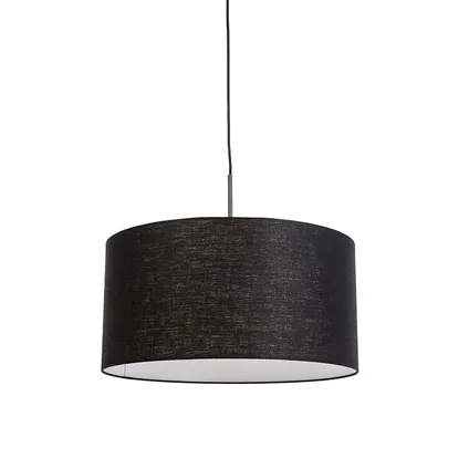 QAZQA Lampe suspendue moderne noire avec abat-jour noir 50 cm - Combi 1 9