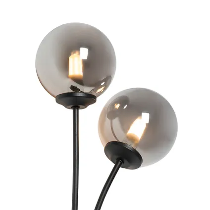 QAZQA Moderne wandlamp zwart 2-lichts met smoke glas - Athens 3