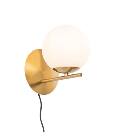 QAZQA Art Deco wandlamp goud en opaal glas - Flore 2