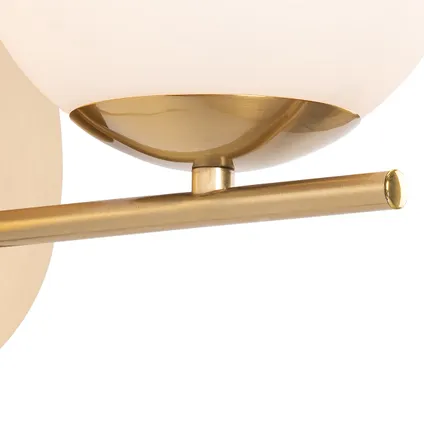 QAZQA Art Deco wandlamp goud en opaal glas - Flore 3