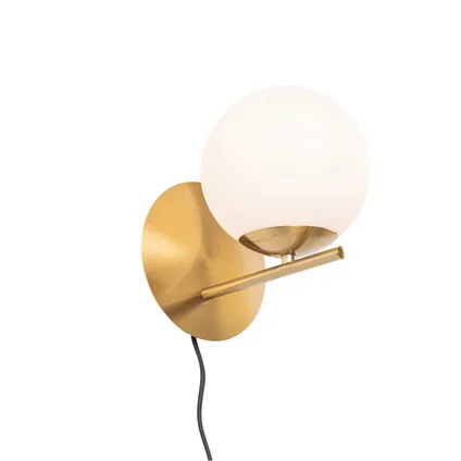QAZQA Art Deco wandlamp goud en opaal glas - Flore 7