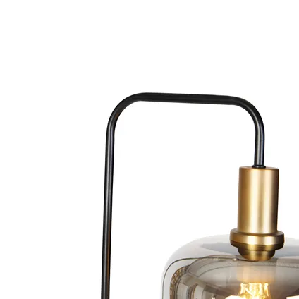 QAZQA Design vloerlamp zwart met goud en smoke glas - Zuzanna 8