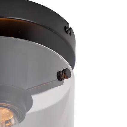 QAZQA Design plafondlamp zwart met smoke glas - Dome 2