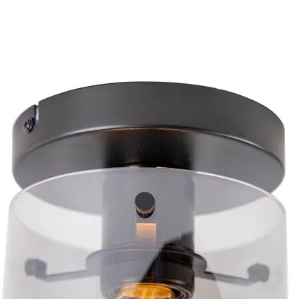 QAZQA Design plafondlamp zwart met smoke glas - Dome 5