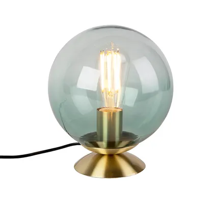 QAZQA Art Deco tafellamp messing met groen glas - Pallon 6