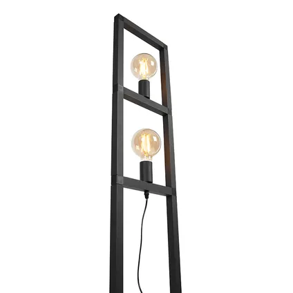 QAZQA Industriële vloerlamp 2-lichts zwart - Simple Cage 2 8