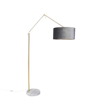 QAZQA Moderne vloerlamp goud velours kap grijs 50 cm - Editor