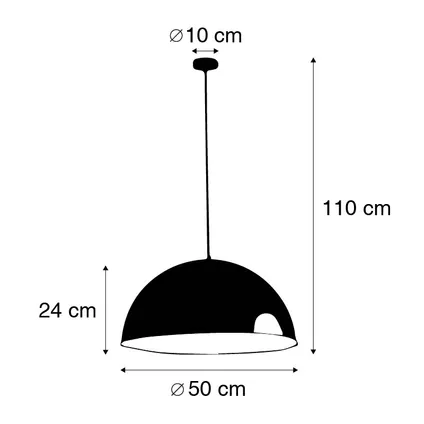 QAZQA Industriële hanglamp zwart met goud 50 cm - Magna Eco 4