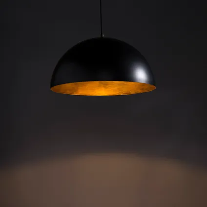 QAZQA Industriële hanglamp zwart met goud 50 cm - Magna Eco 8