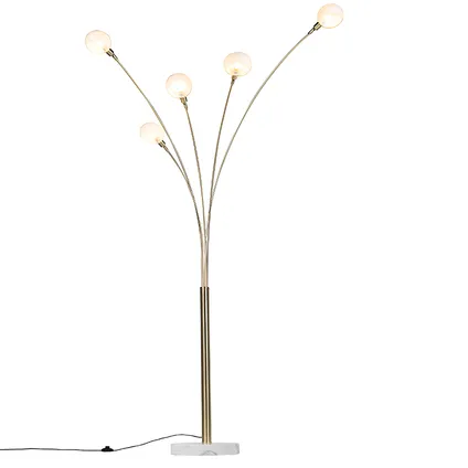 QAZQA Art deco vloerlamp goud 5-lichts - Sixties Marmo 3