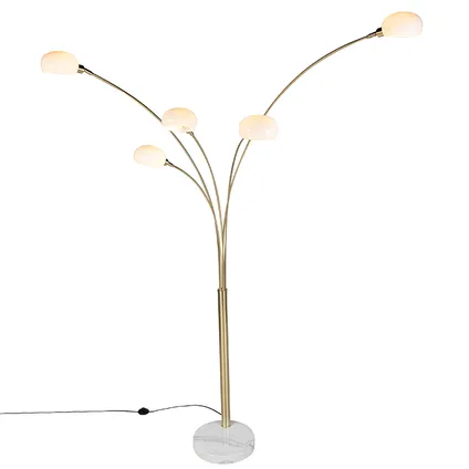QAZQA Art deco vloerlamp goud 5-lichts - Sixties Marmo 6