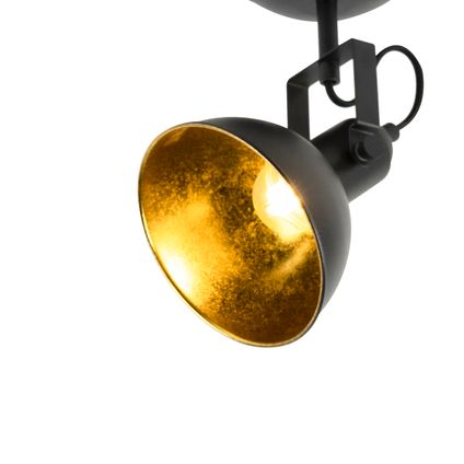 QAZQA Spot zwart met goud 1-lichts draai- en kantelbaar - Tommy