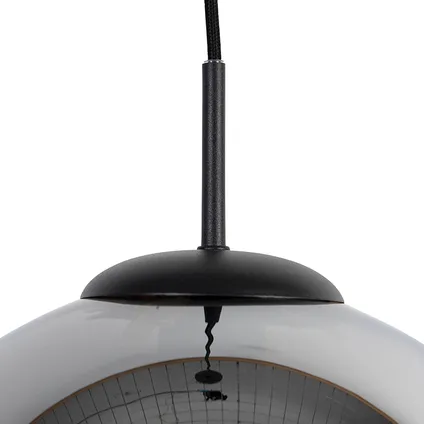QAZQA Art Deco hanglamp zwart met smoke glas 30 cm - Pallon 2