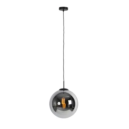 QAZQA Art Deco hanglamp zwart met smoke glas 30 cm - Pallon 3