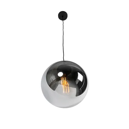 QAZQA Art Deco hanglamp zwart met smoke glas 30 cm - Pallon 7