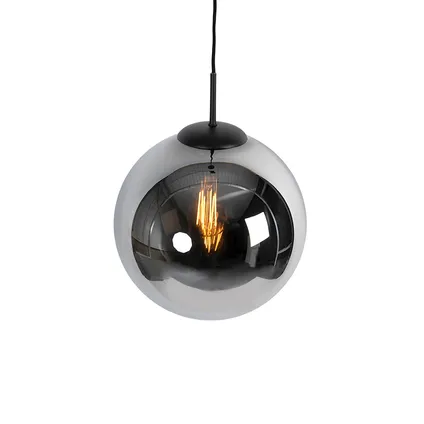 QAZQA Art Deco hanglamp zwart met smoke glas 30 cm - Pallon 8