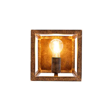 QAZQA Industriële wandlamp roestbruin - Cage 8