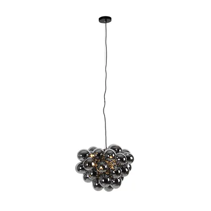 QAZQA Design hanglamp zwart met smoke glas 8-lichts rond - Uvas 3