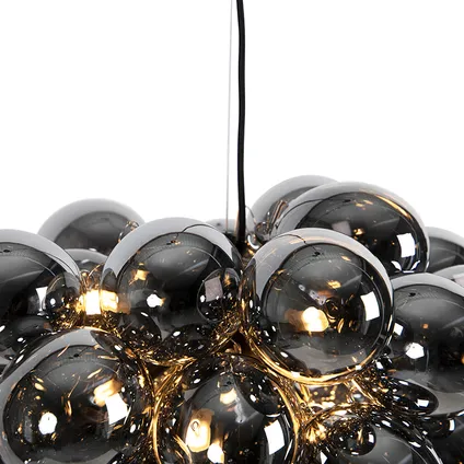QAZQA Design hanglamp zwart met smoke glas 8-lichts rond - Uvas 5