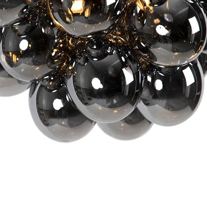 QAZQA Design hanglamp zwart met smoke glas 8-lichts rond - Uvas 7