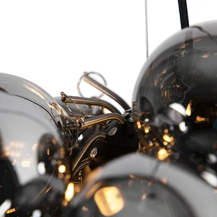 QAZQA Design hanglamp zwart met smoke glas 8-lichts rond - Uvas 8