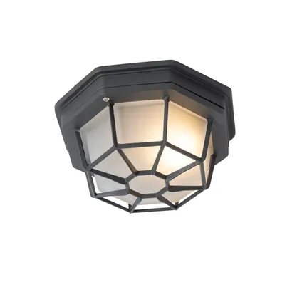 QAZQA Landelijke plafondlamp donkergrijs 21,3 cm IP44 - Bri 6